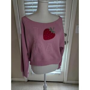 Hollister Pink Off The Shoulder Crop Sweatshirt I Love California Size Small NWT
